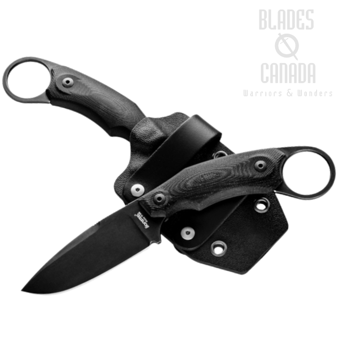 Lion Steel H2B GBK Fixed Blade Knife, M390 Black, G10 Black, Kydex Sheath, H2B GBK